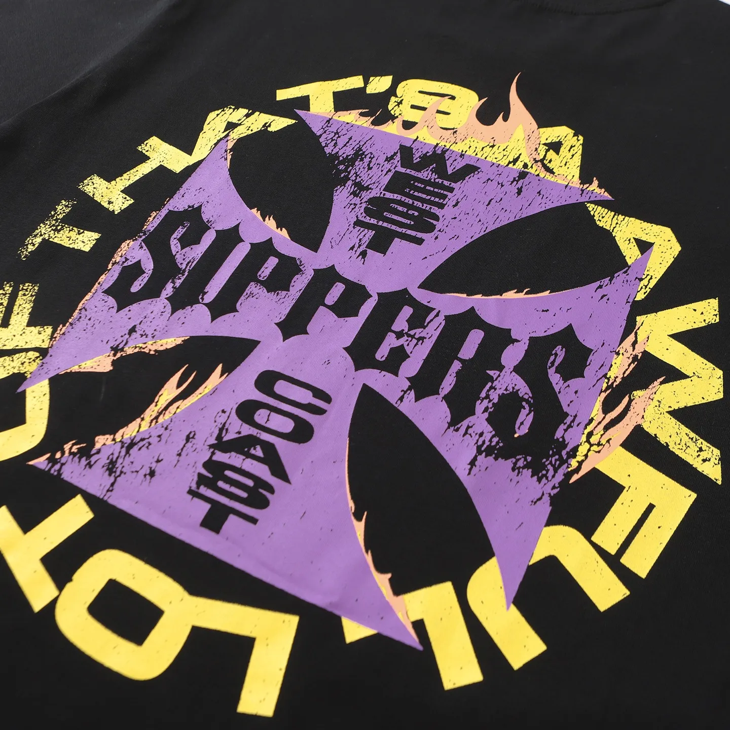 # - -purple I THAT'S A AWFUL LOT OF COUGH SYRUP In Stock Real shot American simple trendy brand loose casual T-shirt Fabric (fabric): 32 counts Weight combed double yarn pure cotton Sizes (size): S-M L X L Color (colour): Black-Green Black-Purple